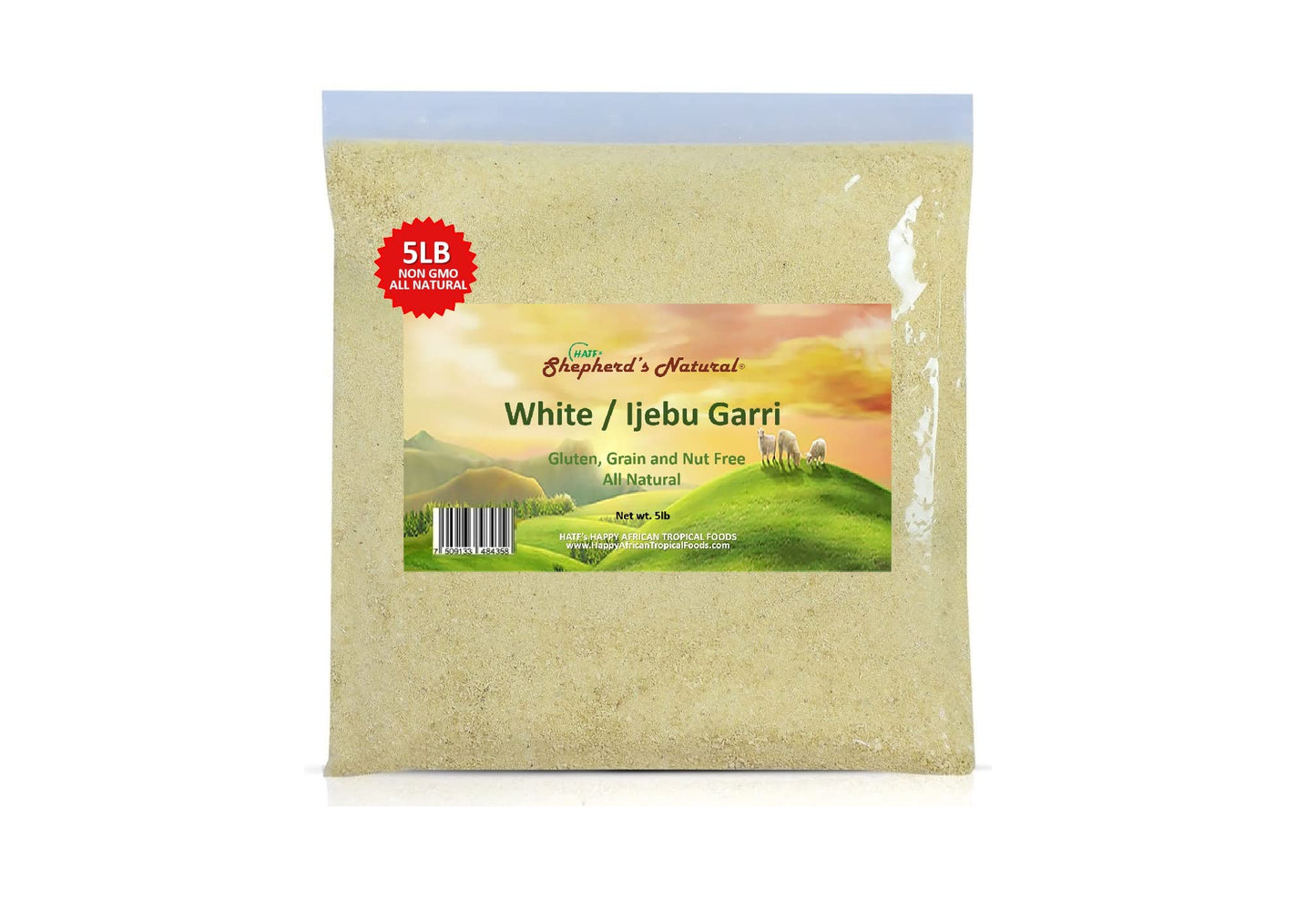 HATFS SHEPHERDS NATURAL Ijebu Garri 5 lb 100% All Natural White 80 Ounce Bag