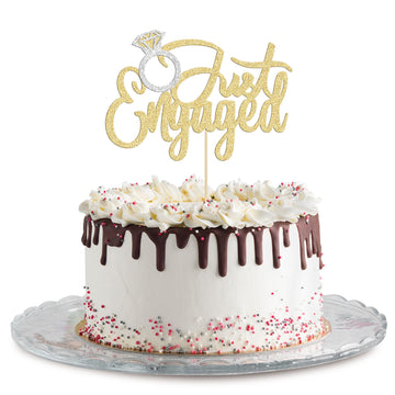 Gyufise 1 Pack Just Engaged Cake Topper Glitter We'Re Engaged Cake Pick Engagement Party Decorations Bridal Engagement Wedding C