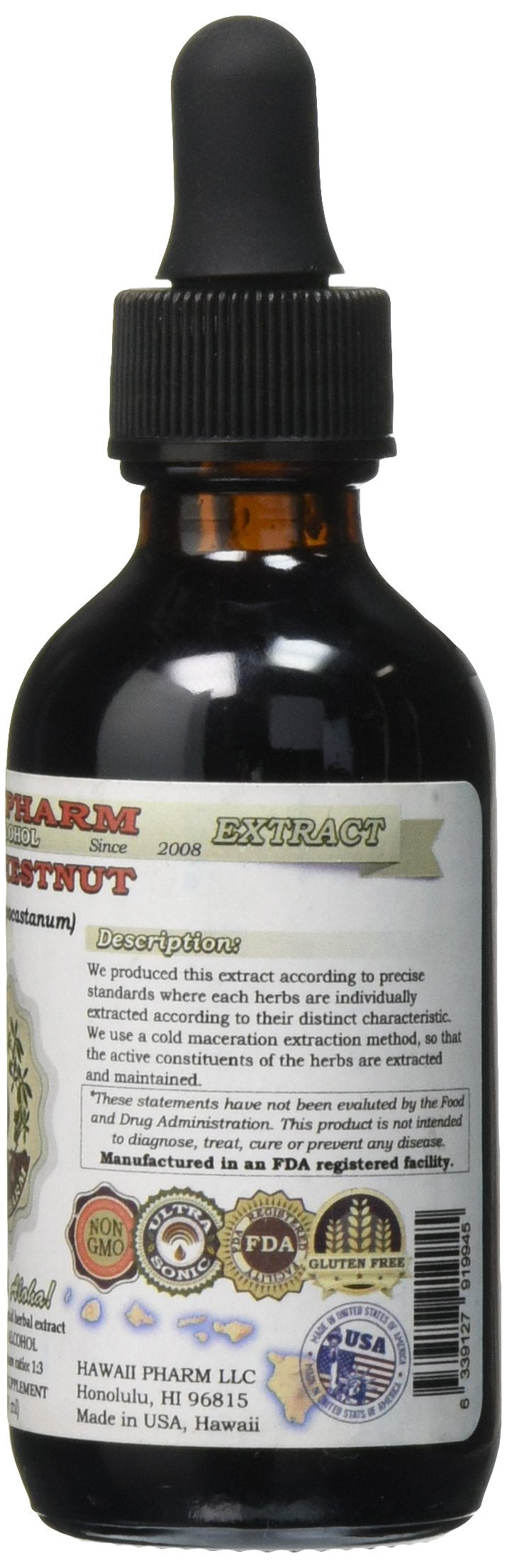 Hawaii Pharm Organic Horse Chestnut Glycerite Liquid Extract 2 Fl Oz