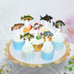 Cyodoos 24Pcs Fish Cupcake Toppers Go Fishing Theme Decorations Baby Shower Boys Girls Happy Birthday Party Tropical Party Cake