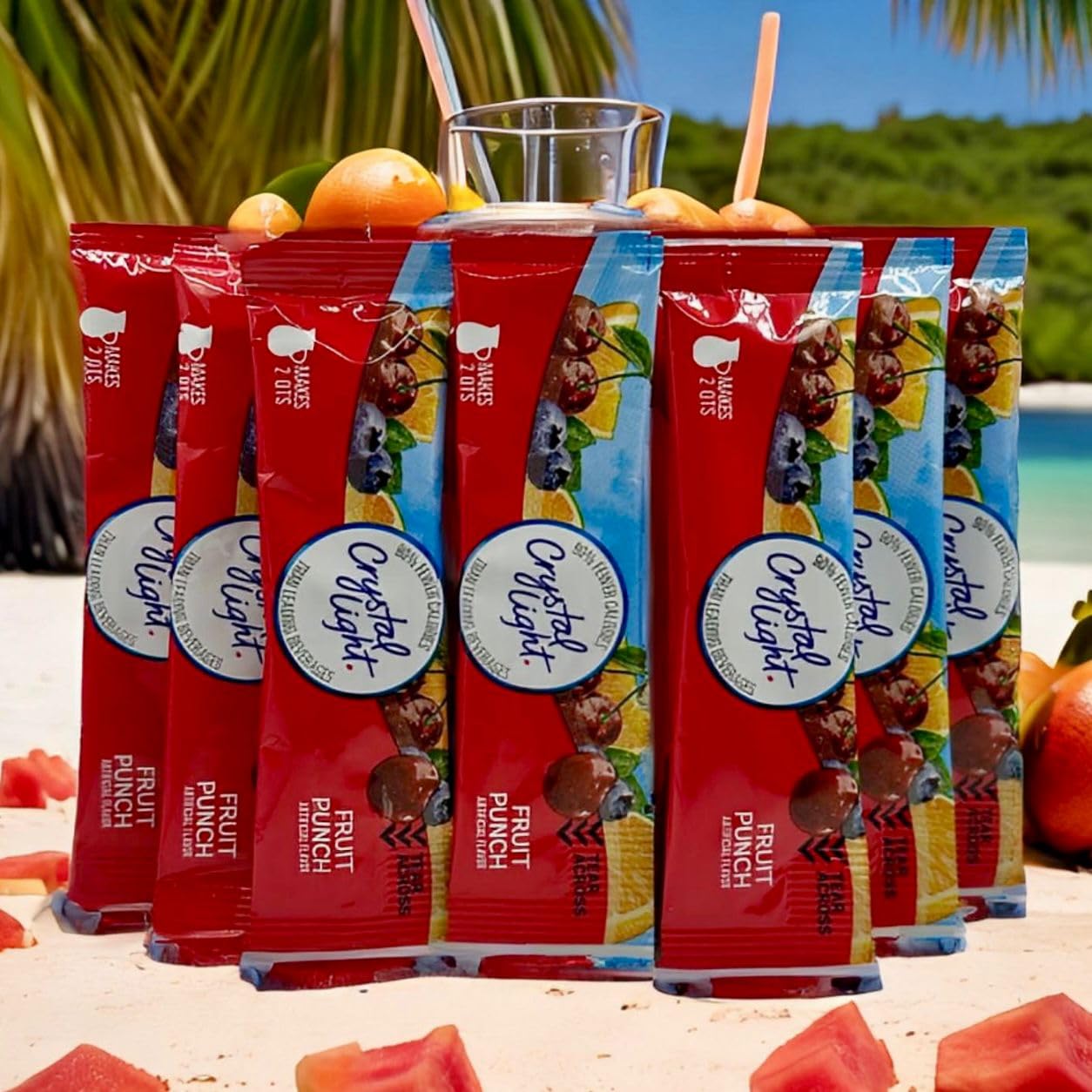 GEEOOLLAH Crystal Light Fruit Punch Drink Mix - Zero Sugar, 12 Pitcher Packets, Instant Beverage Powder for Hydration