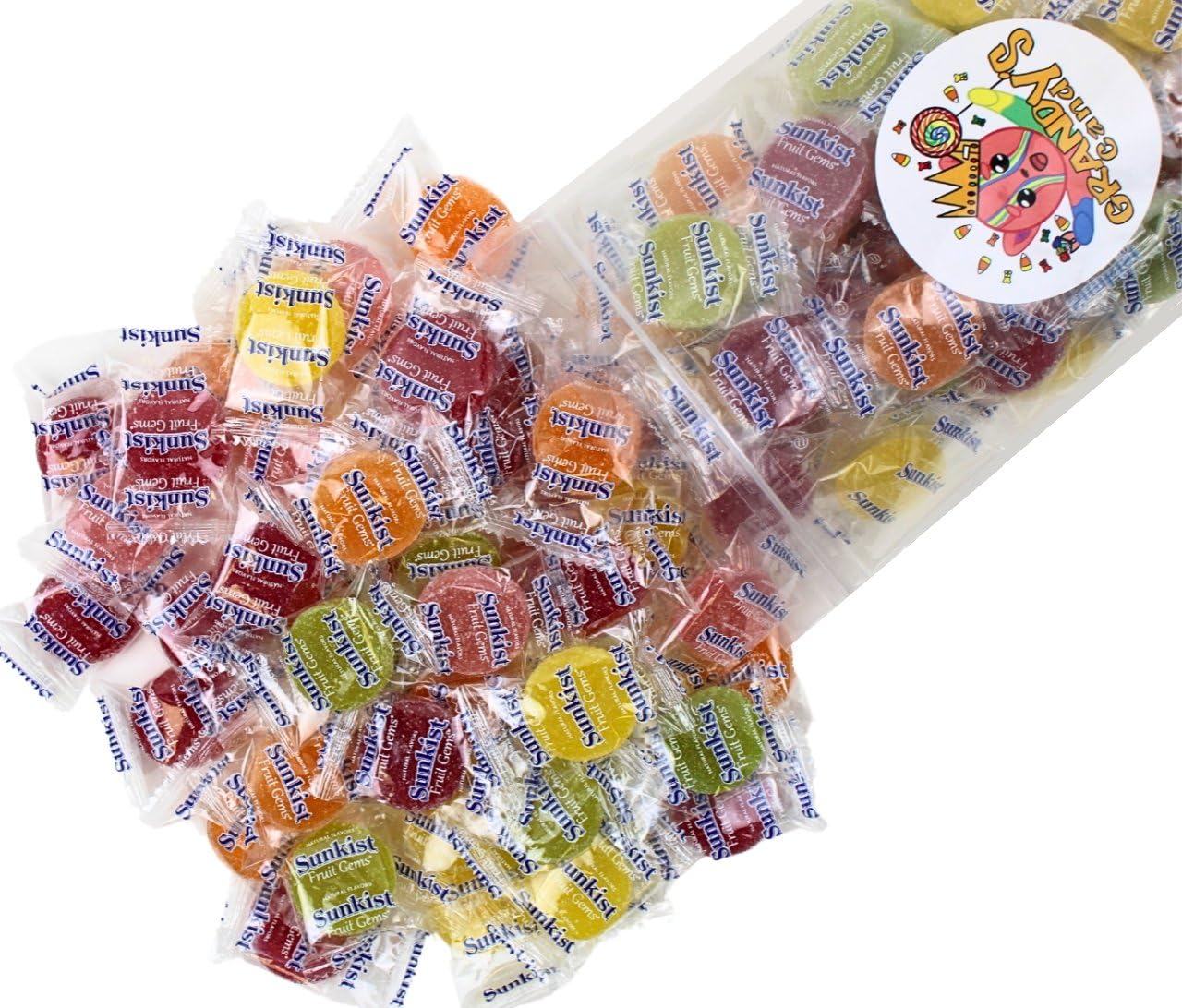 Soft Gem Candy, Sunkist Fruit Gem Gems, Individually Wrapped, Soft Sugar Dusted -Bulk Candy- All Natural- Grandys Candys Nostalg