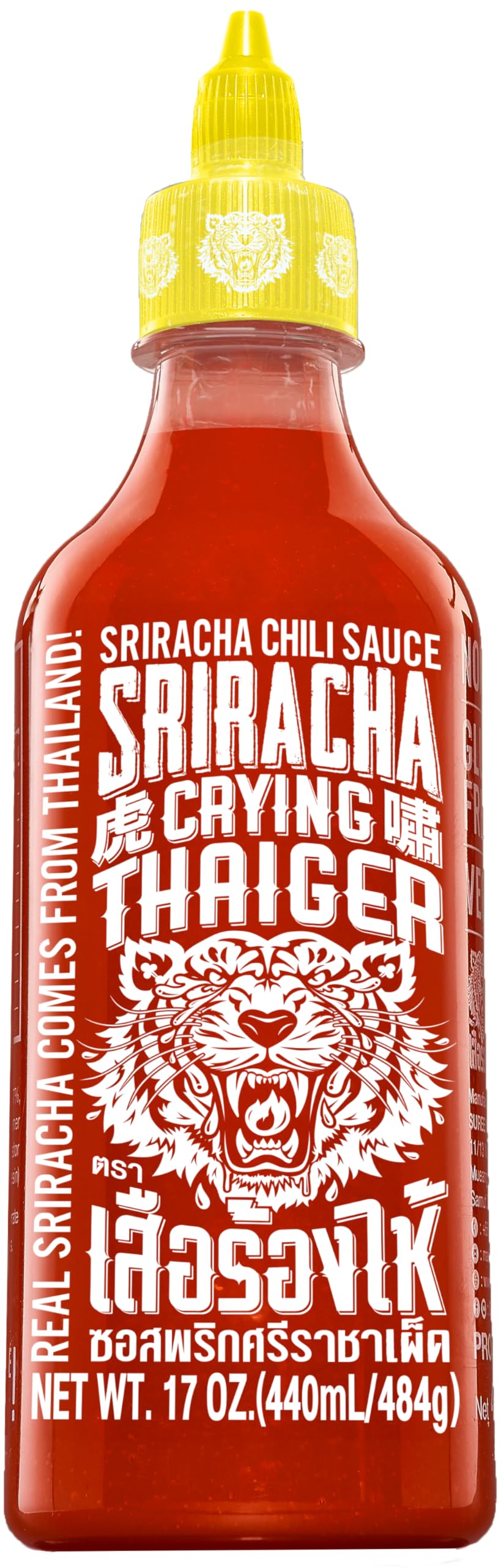 Crying Thaiger Sriracha Chili Sauce in Squeeze Bottle 17 Ounce, Vegan, Gluten Free, Non-GMO, from Thailand (Pack of 12)