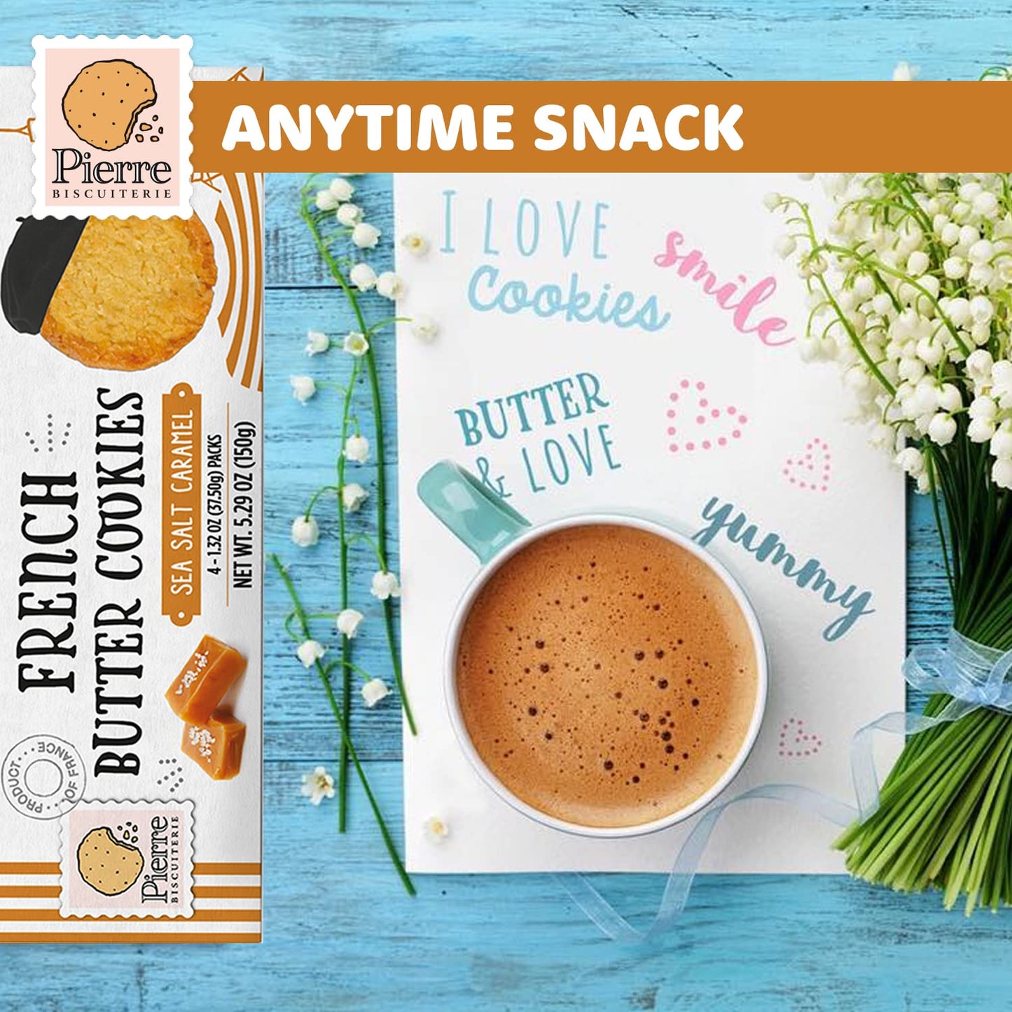 Pierre Biscuiterie French Butter Cookies With Sea Salt Caramel 5.29 Ounce Box (Pack Of 1)