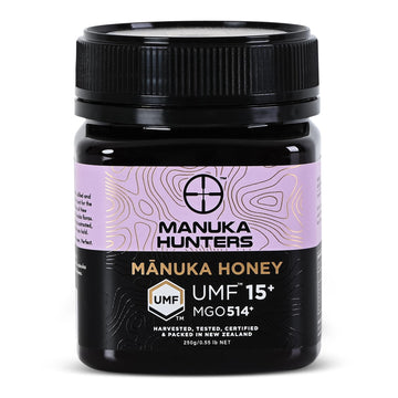 Manuka Hunters UMF 15+/MGO 514+ Certified New Zealand Manuka Honey - 100% Pure Natural Sweetener - Gluten, Dairy Free - Ideal fo