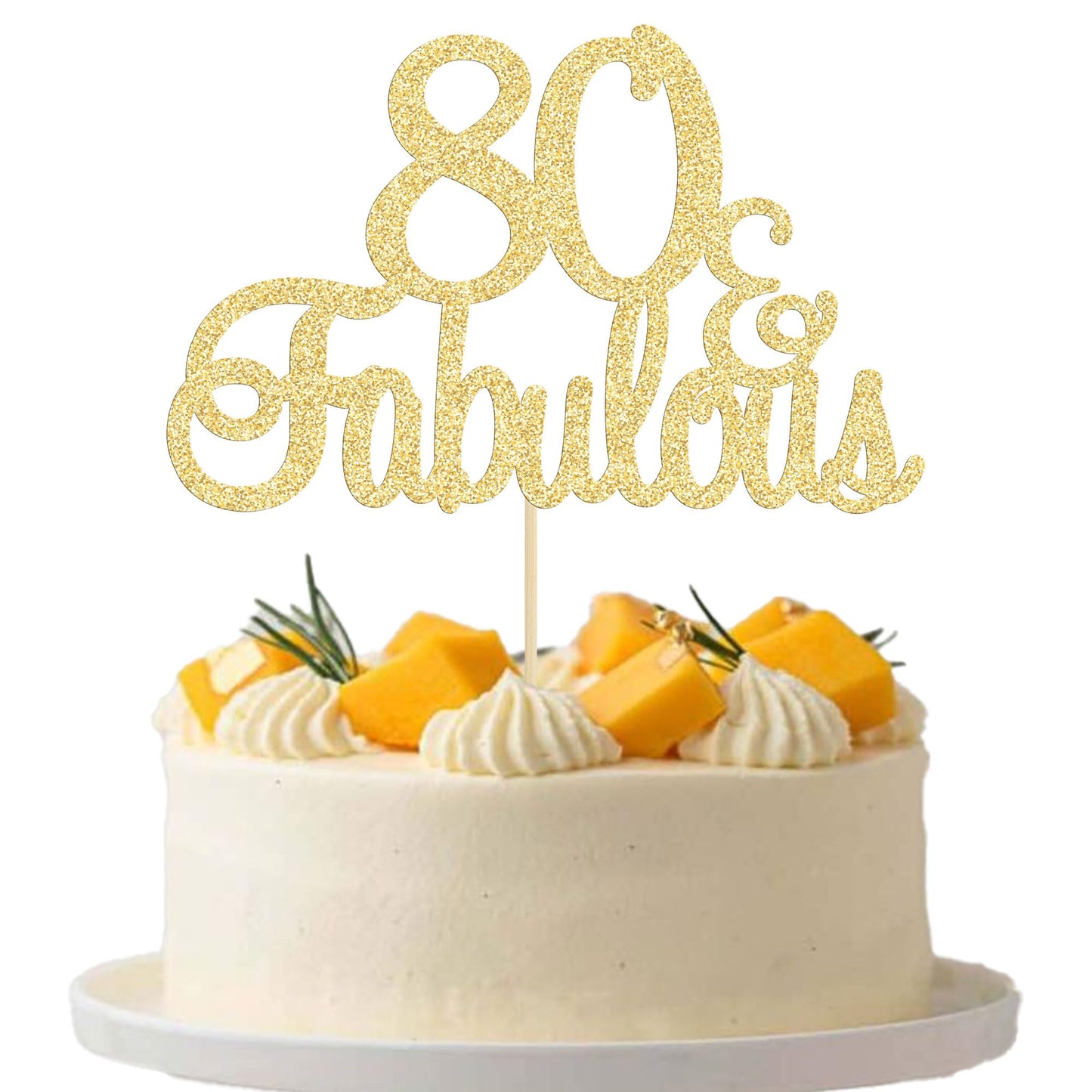 Gyufise 1Pcs 80 & Fabulous Cake Toppers 80 Birthday Anniversary Cake Toppers For 80 Birthday Anniversary Party Decorations Happy