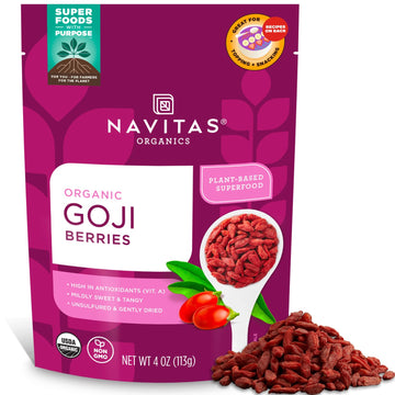 Navitas Organics Goji Berries, Organic, Non-GMO, 4 oz. Bag, 4 Servings