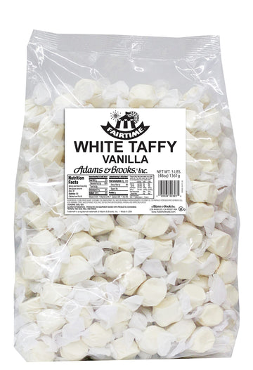 Fairtime Vanilla Taffy Bulk Candy, Individually Wrapped, 3 Pounds, White