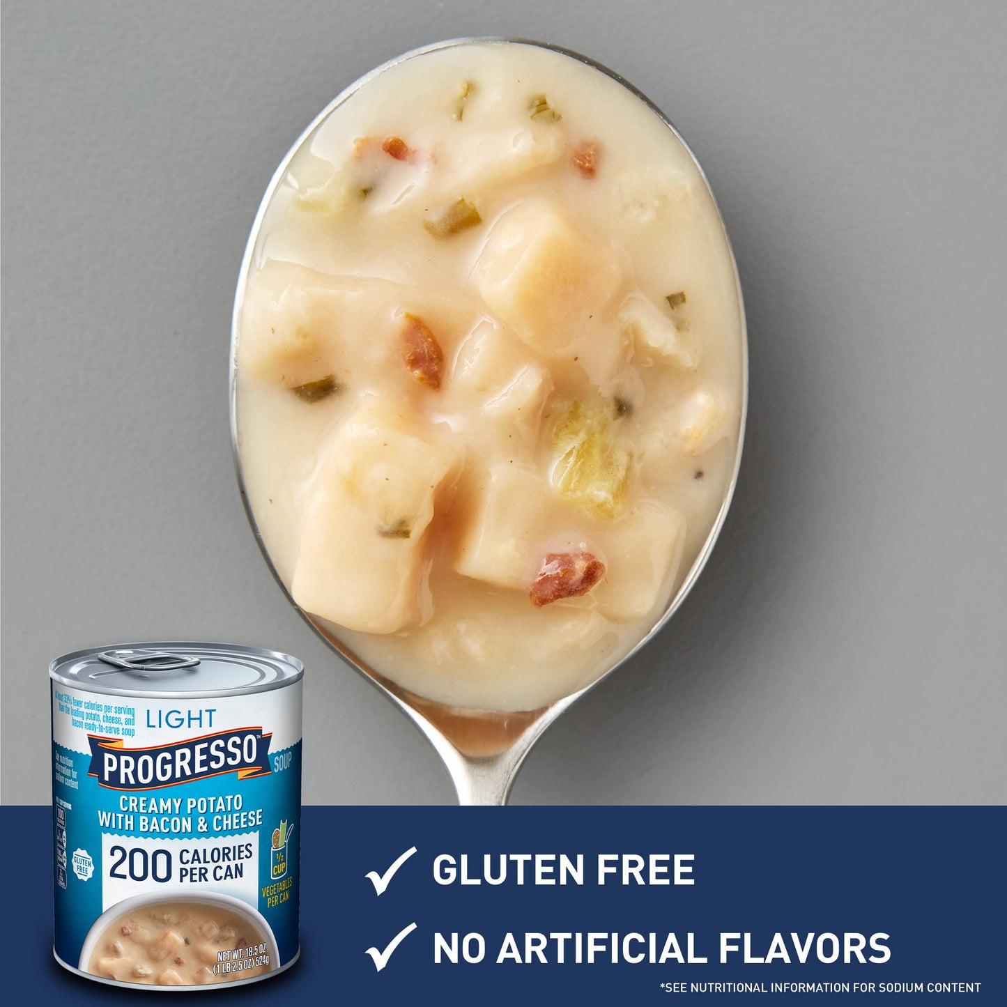 Progresso Light Creamy Potato Bacon & Cheese Soup, Gluten Free, 18.5 oz, Pack of 12