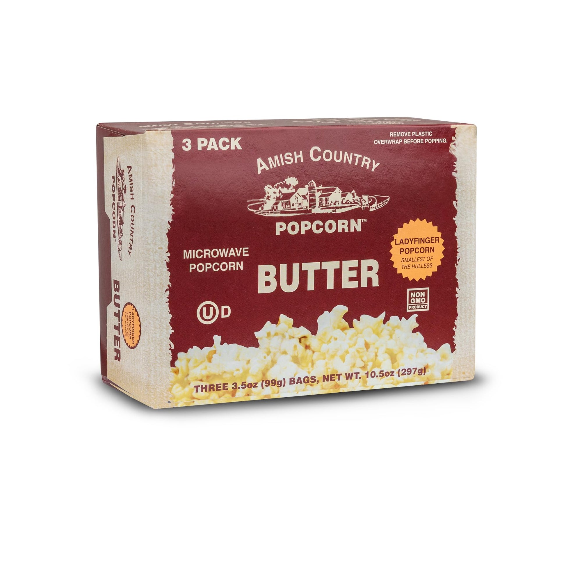 Amish Country Popcorn - Old Fashioned Microwave Popcorn, Non-GMO, Gluten Free, 3.5 oz (Pack of 3)
