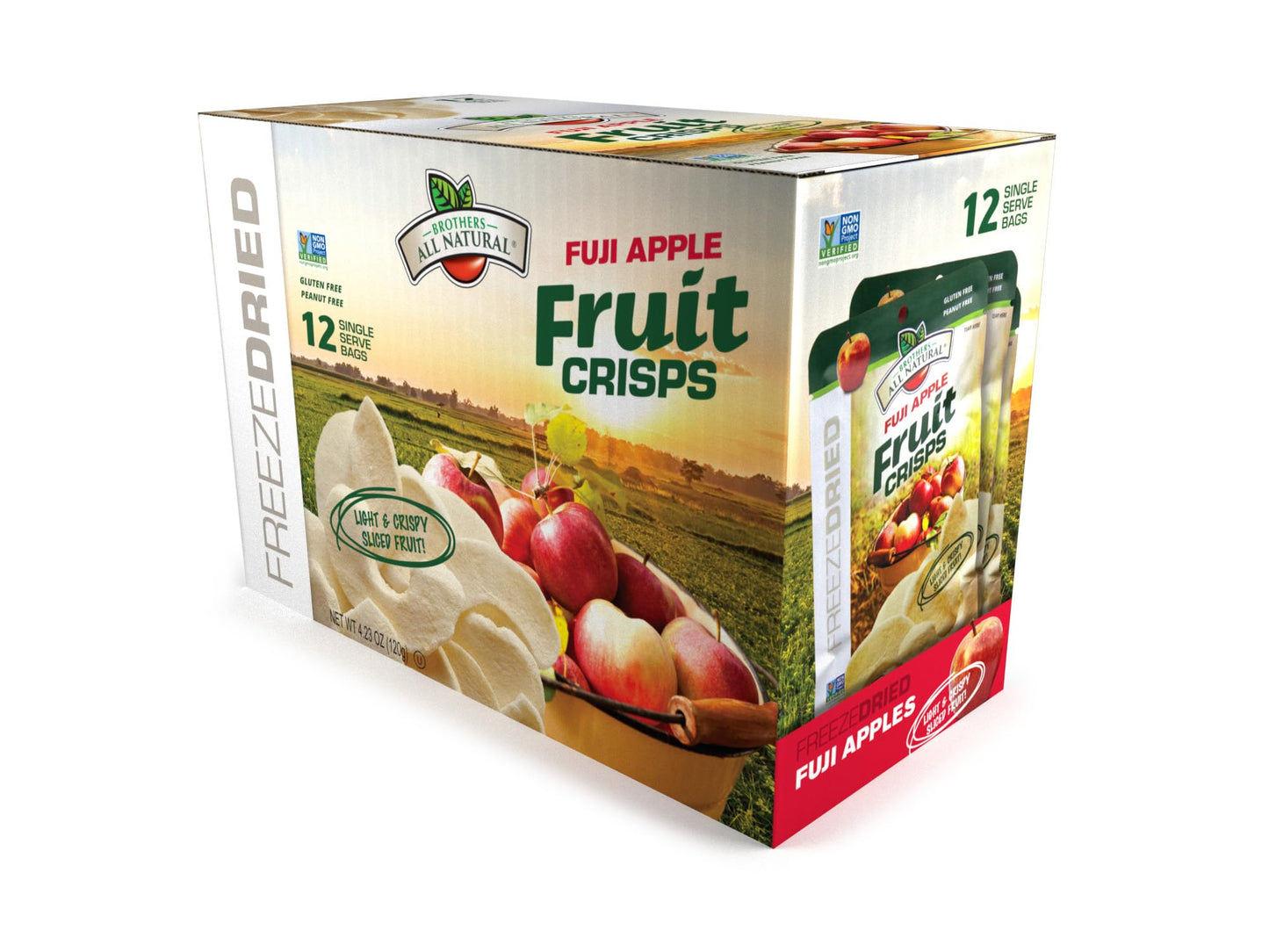 Brothers All Natural Freeze Dried Fruit Crisps, Fuji Apple, 12 Pack, Gluten Free, Vegan, Healthy Snack