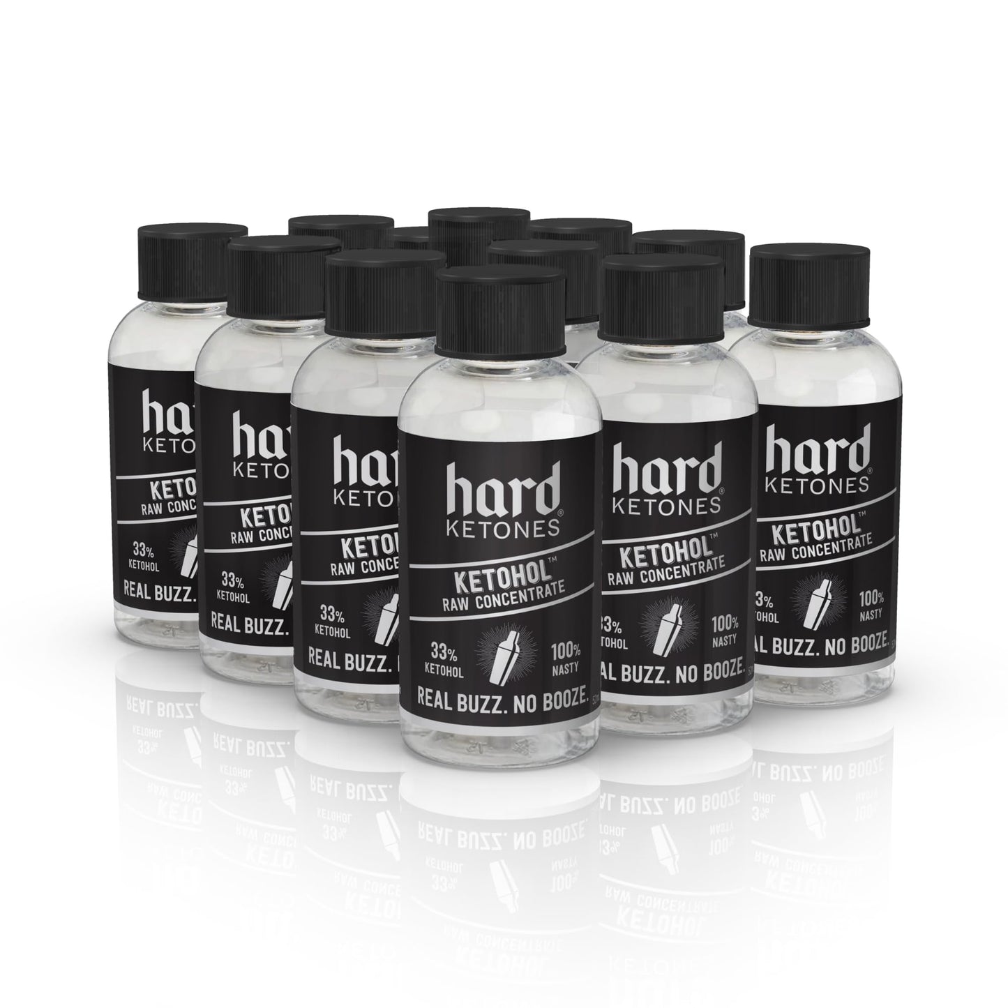 Hard Ketones Raw Ketohol Concentrate | fermented-style flavor Alternative with 17.25g (33%) Ketohol | 12 Pack  2 Oz Bottles