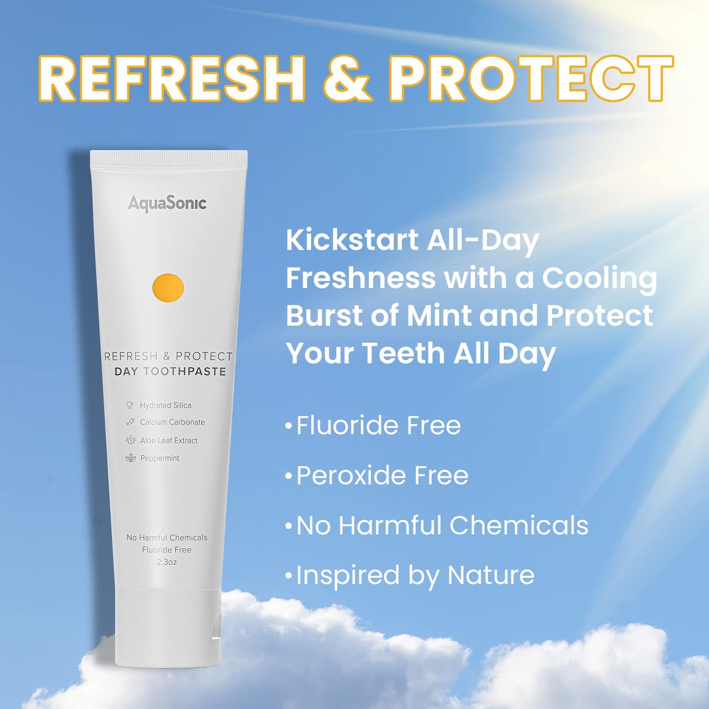 Aquasonic Complete Care Toothpaste - Refresh & Protect Day Toothpaste - Repair & Whiten Night Toothpaste - Flouride Free Natural