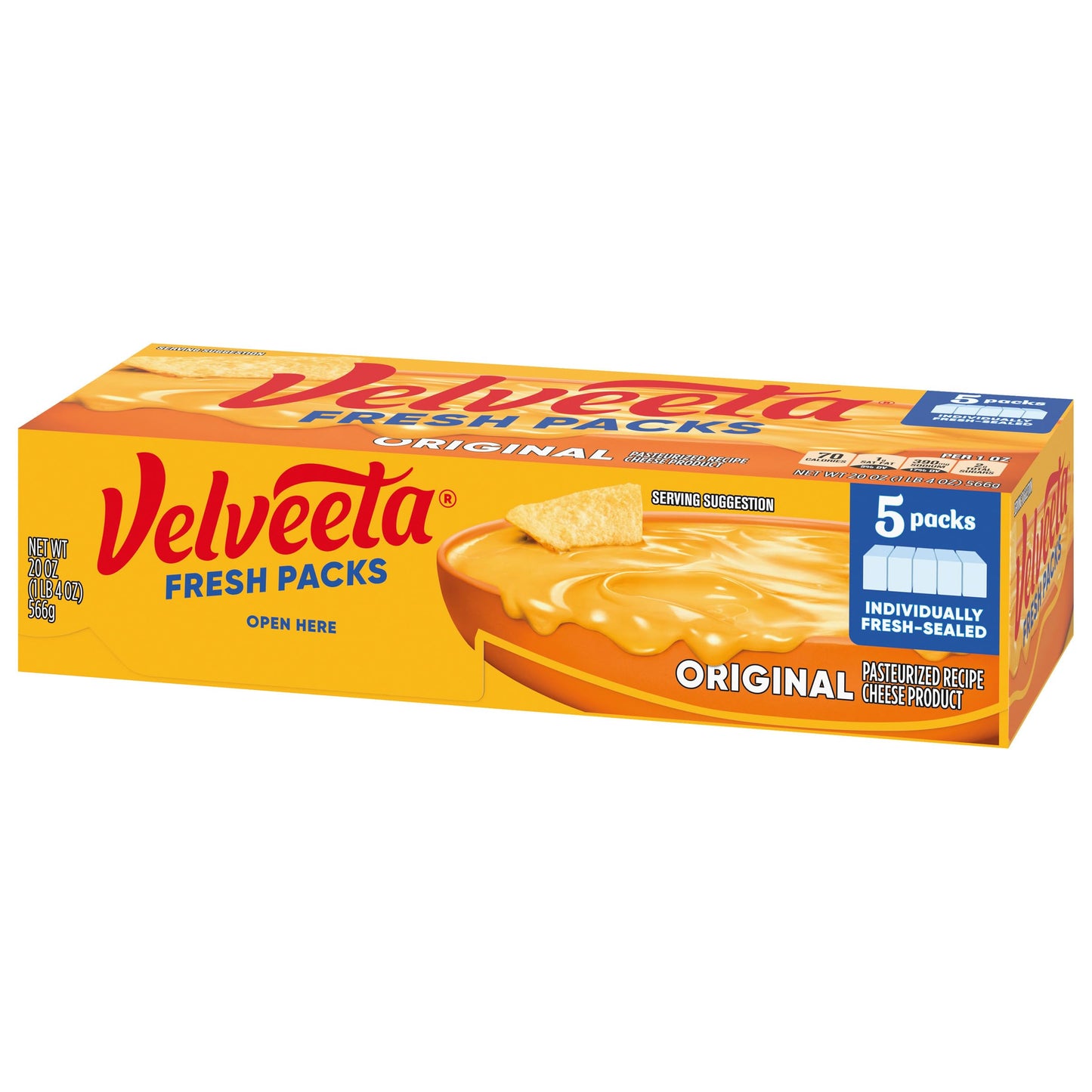 Velveeta Fresh Packs Original Pasteurized Recipe Cheese Product Blocks, 5 ct Pack