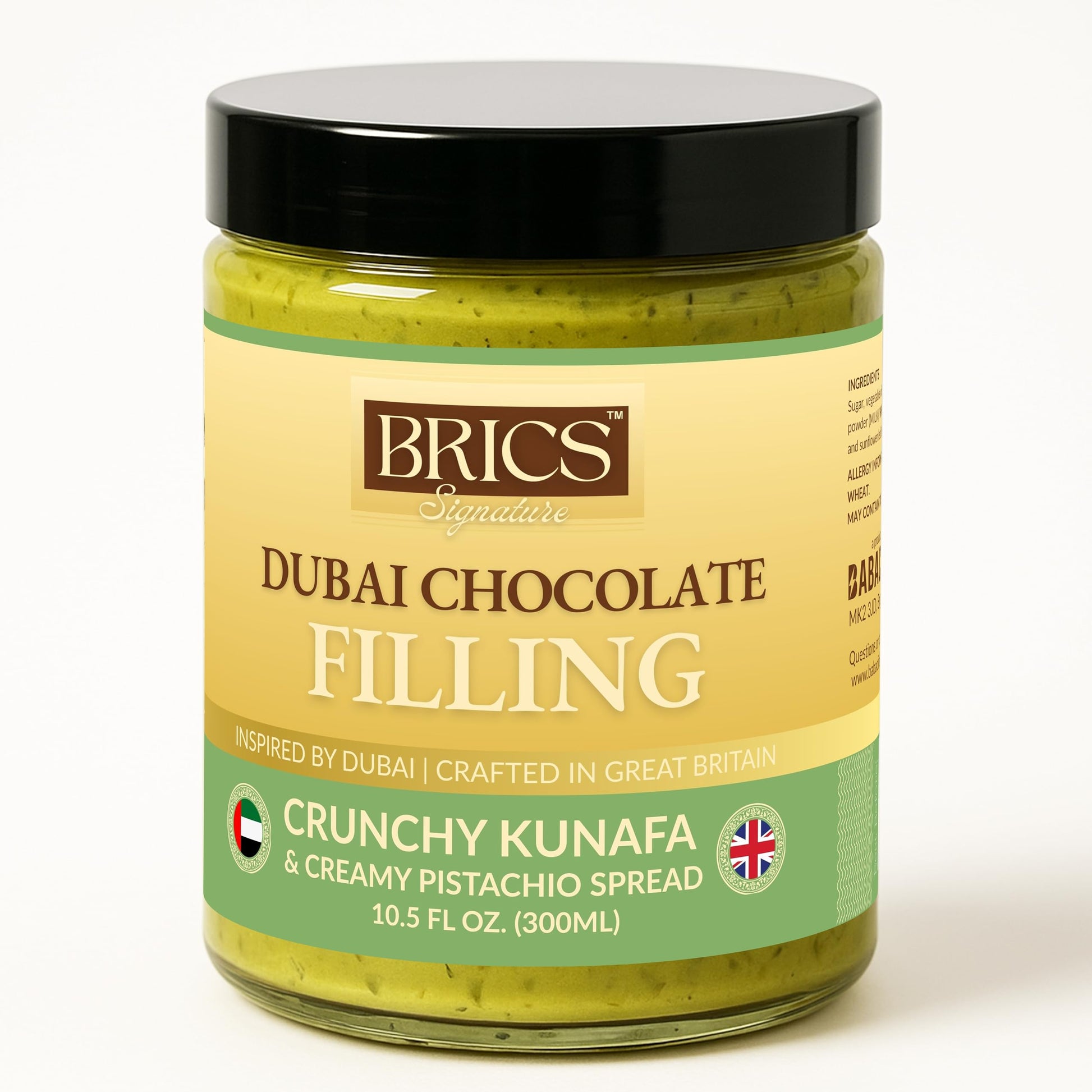 Brics Signature Dubai Kunafa Spread, 10 Fl Oz, Ready-To-Eat, Creamy Pistachio & Crunchy Knafeh Topping
