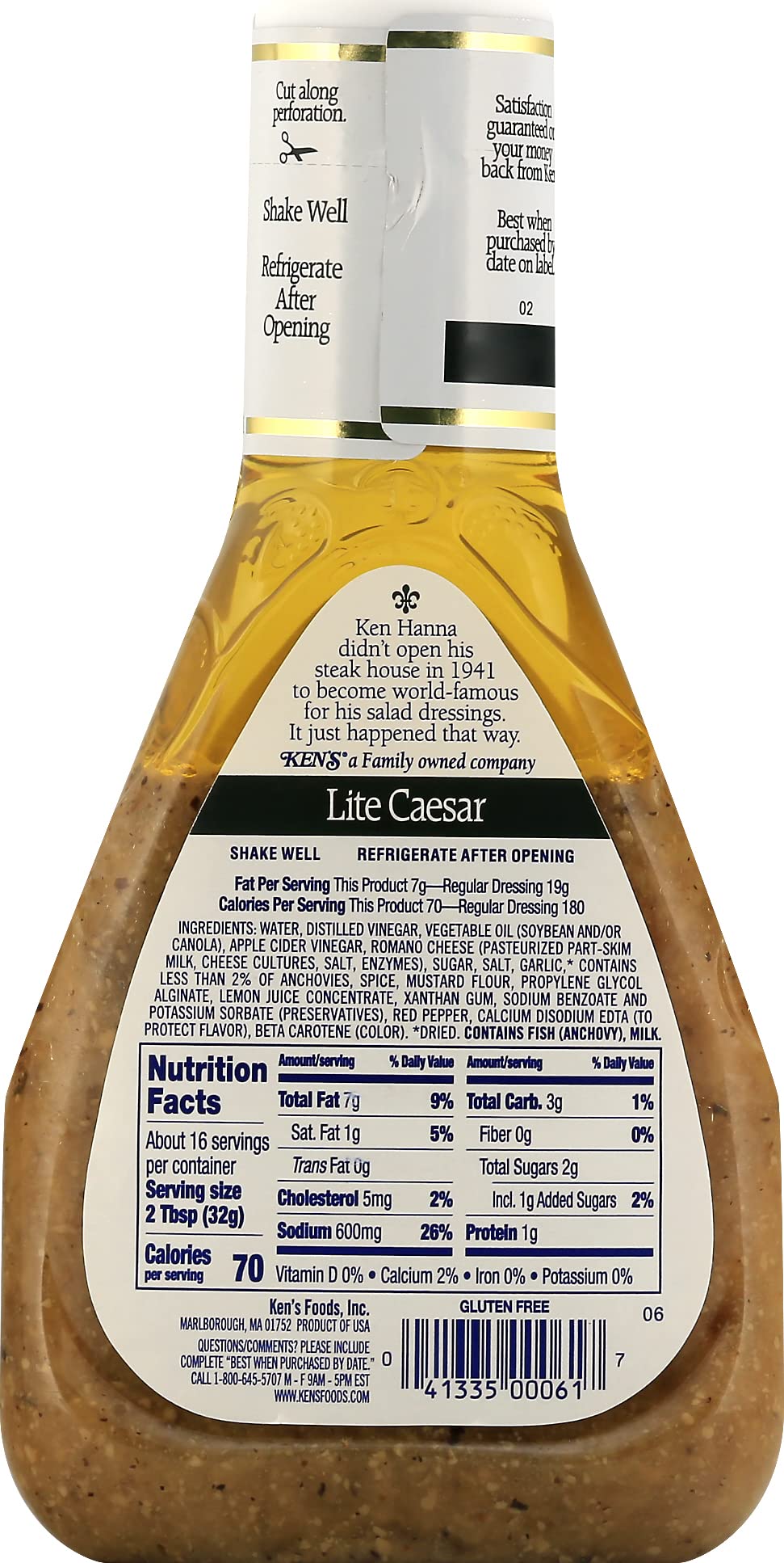 Kens Steak House Lite Caesar Dressing - 16 Fl Oz (Pack of 2)