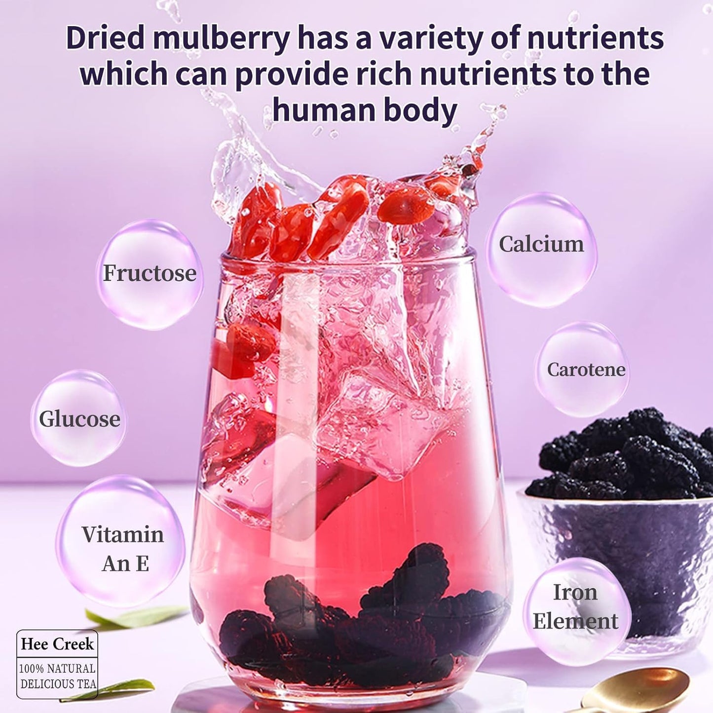 Hee Creek Dried Mulberries Black Mulberries Black Mulberry Tea Wild Black Mulberry Dried Fruit No Sugar Added & No Additives ???