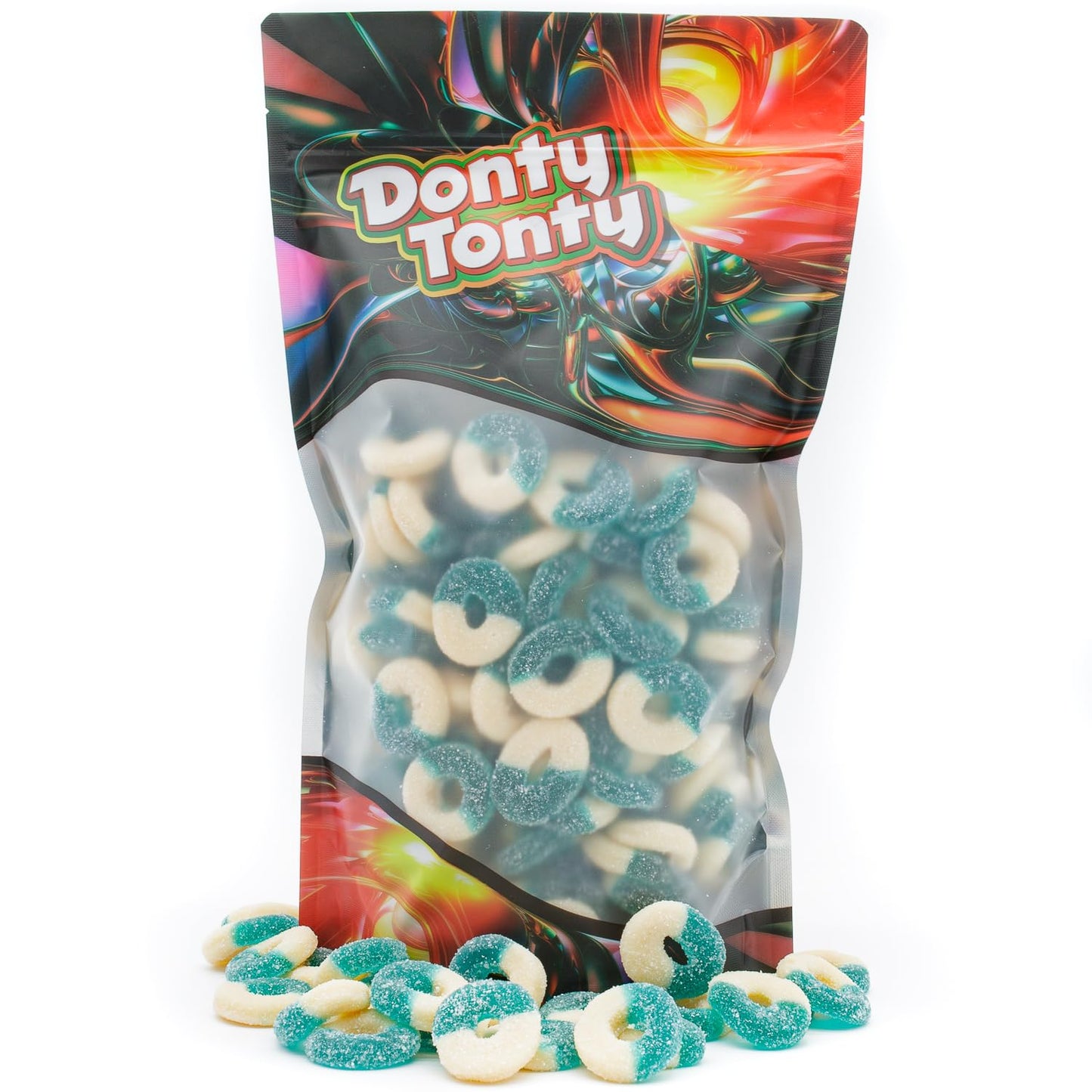 Gummy Candy Bulk Blue Raspberry Rings 1 Lb - Soft And Chewy Gummies In Resealable Bag, Light Sugar Coated, Gluten Free
