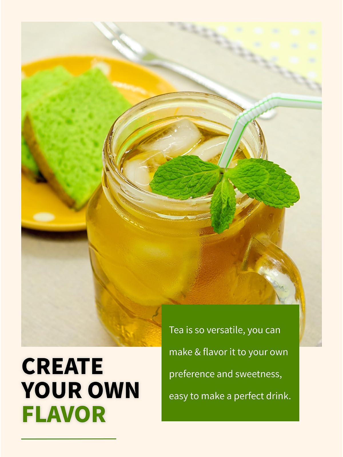Teelux Mint Green Tea Bags, Green Tea With Peppermint, Spearmint, And Lemongrass, Caffeinated, 100% Real And Natural, 50 Count