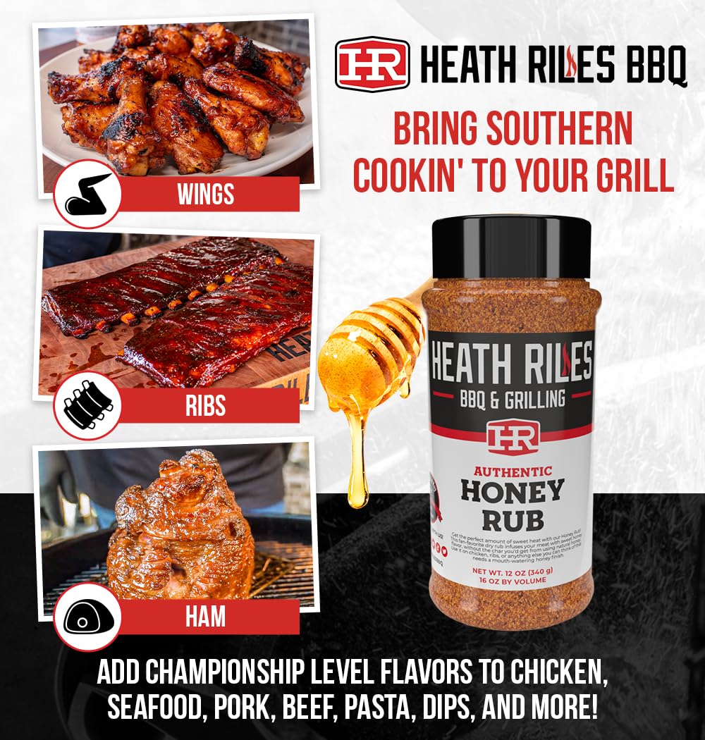 Heath Riles BBQ Honey Rub Seasoning, 2 lb Refill Bag, Champion Pitmaster Recipe, Shaker Spice Mix