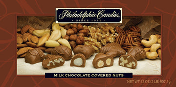 Philadelphia Candies Milk Chocolate Covered Assorted Nuts Gift Box, 2 Pound (Almond, Brazil, Cashew, Hazelnut, Pecan, Walnut)