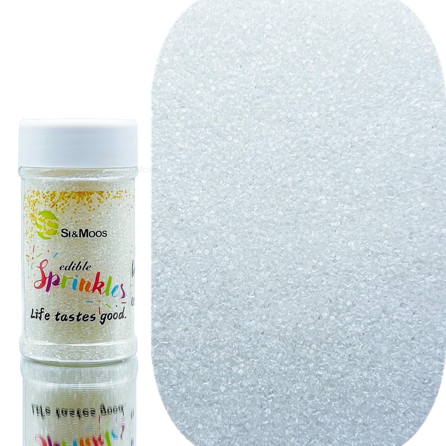 Se Si&Moos White Sanding Sugar White Edible Sparkling Sprinkles Sanding Sugar Crystals For Cookie Decorating Edible Glitter Rimm
