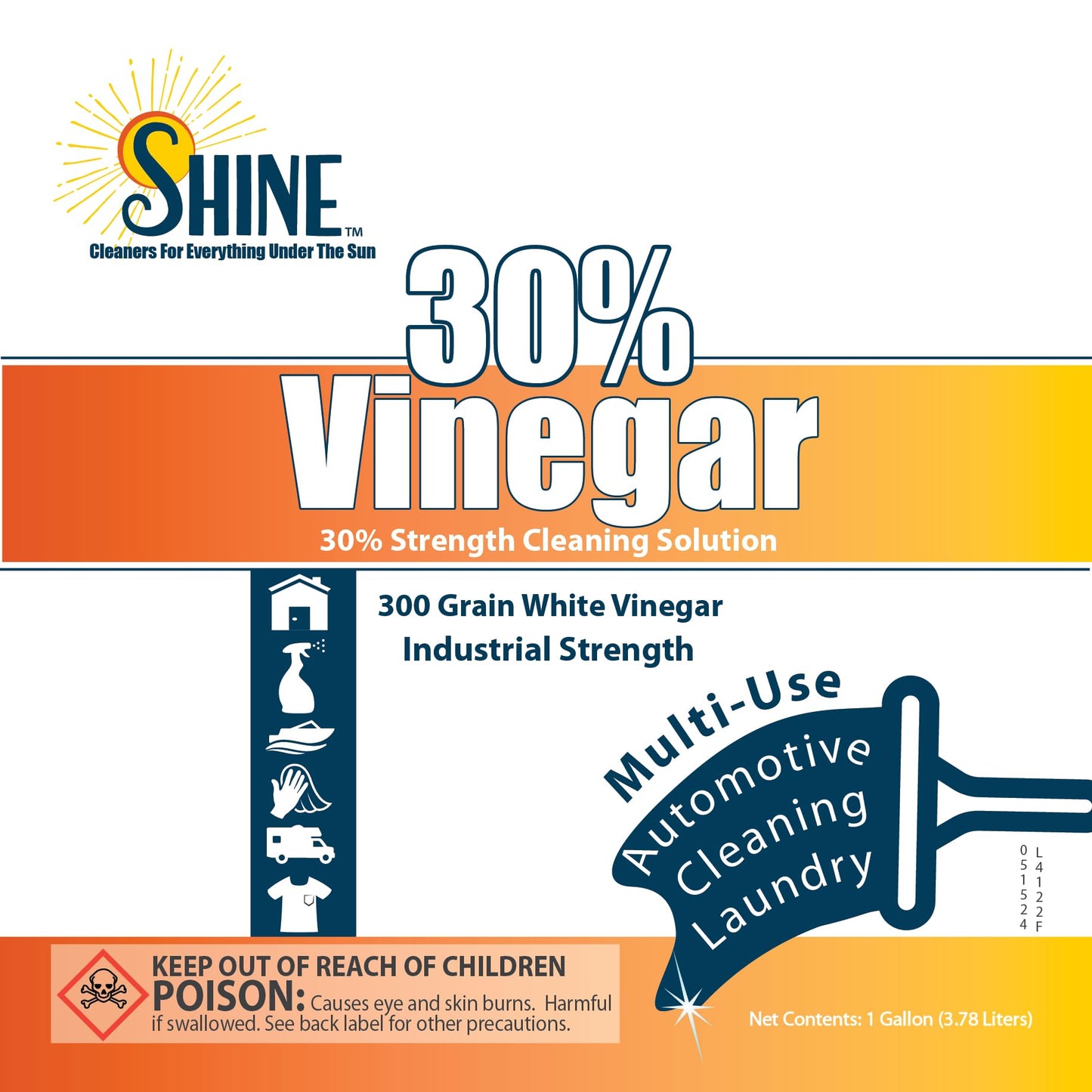 30% Concentrated Vinegar Gallon - Makes 6 Gallons of Finished Solution - For Home and Outdoor Use - Concentrated All Purpose Vinegar