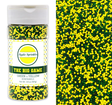 Mystic Sprinkles The Big Game Nonpareil Mix 3.8oz Bottles (Green & Yellow)