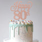 YCTHUNFISH 80th Birthday Cake Topper Black Glitter Number 80 Rose Gold Bamboo Decoration