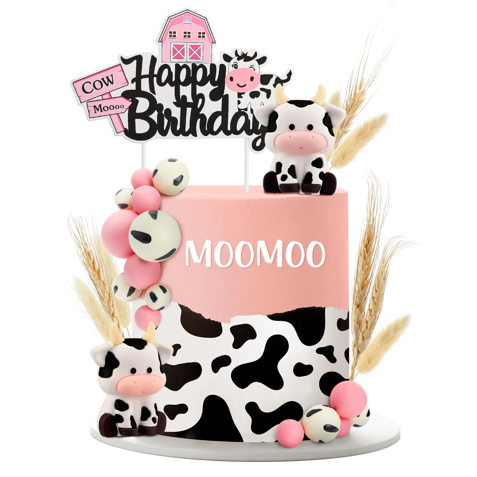 Pinkunn 23 Pcs Cow Cake Topper Farm Cake Decor Cow Cake Decorations With Cow Miniature Figurines Animal Birthday Party For Cow T