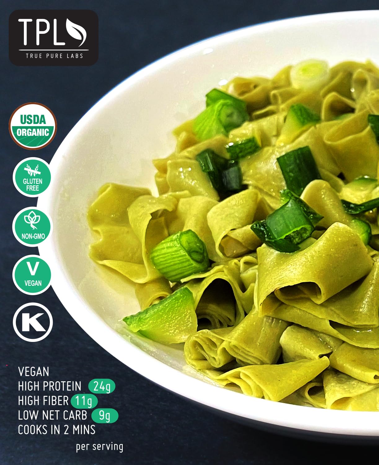 Tpl 3 Pack Organic Bean Ribbon Cut Artisan Pasta Combo Sampler Pack Edamame Soy With Spinach Adzuki Quinoa - Keto Low Carb Prote