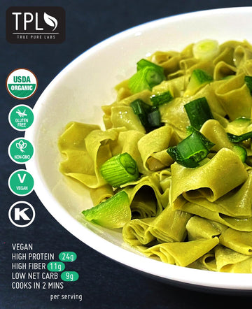 Tpl 3 Pack Organic Bean Ribbon Cut Artisan Pasta Combo Sampler Pack Edamame Soy With Spinach Adzuki Quinoa - Keto Low Carb Prote