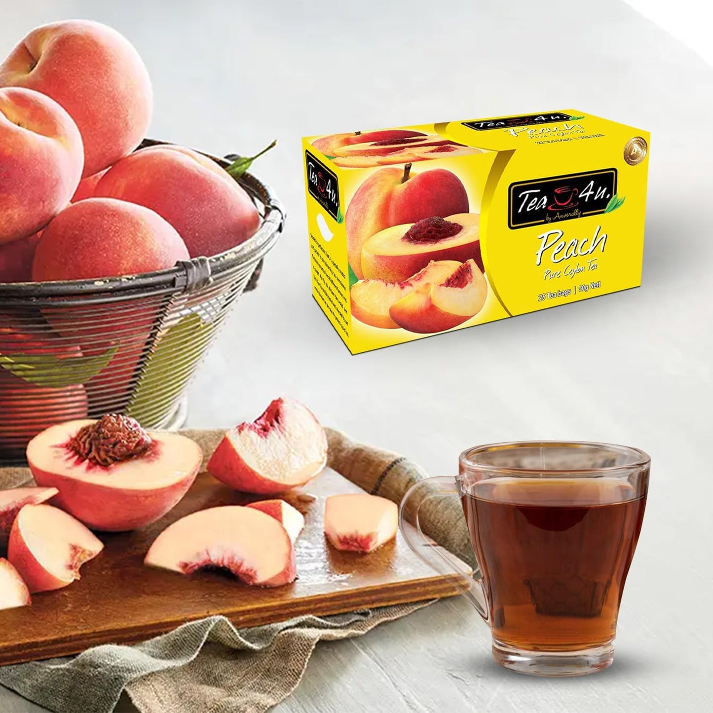 Tea4U Flavored Black Ceylon TeaBags (Peach) - Ideal Quality from Sri Lankas Finest Leaves and Expertly Blended - 25 Count
