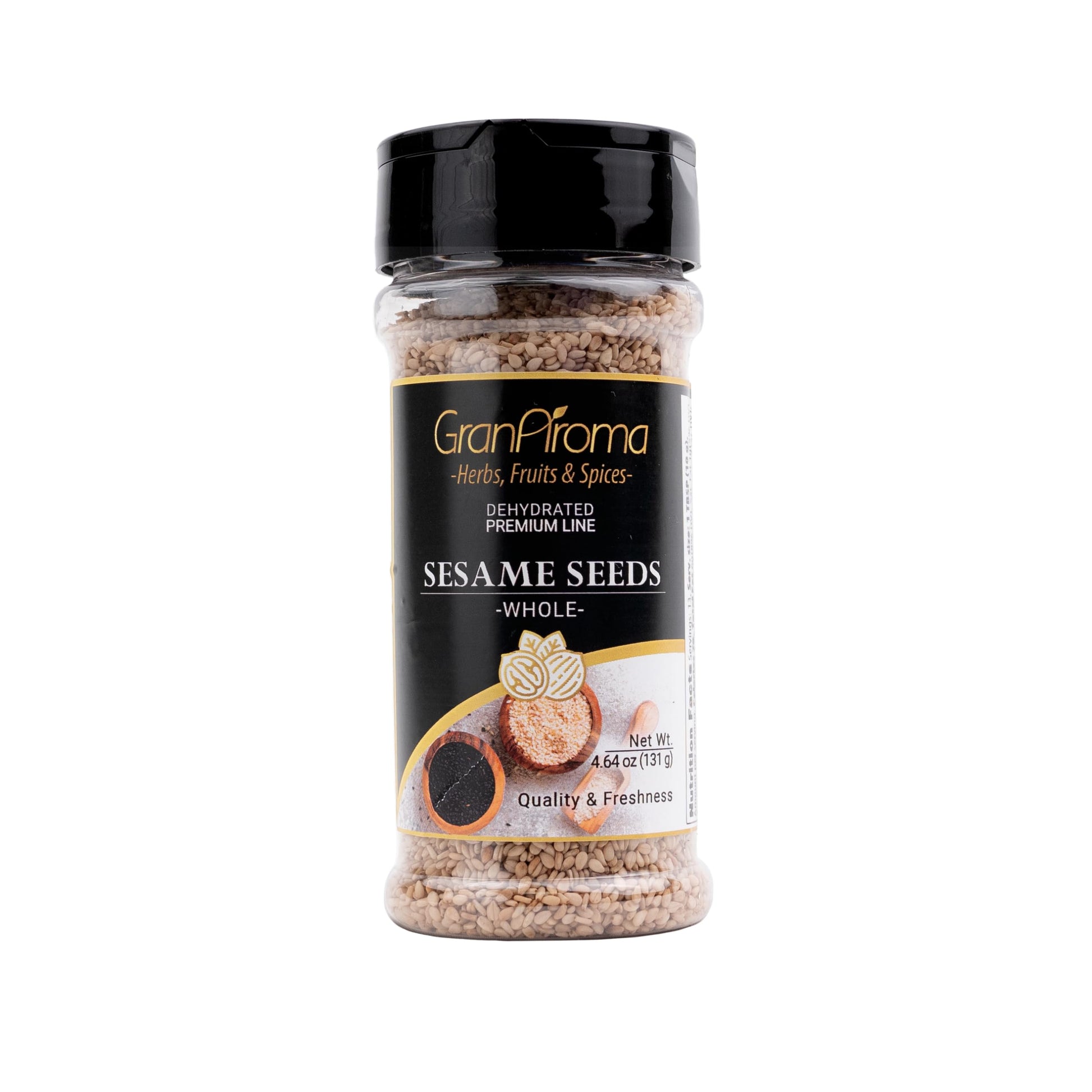 GranAroma Whole Sesame Seeds, Whole, Raw & Unhulled, Crunchy (4.64 Ounce)