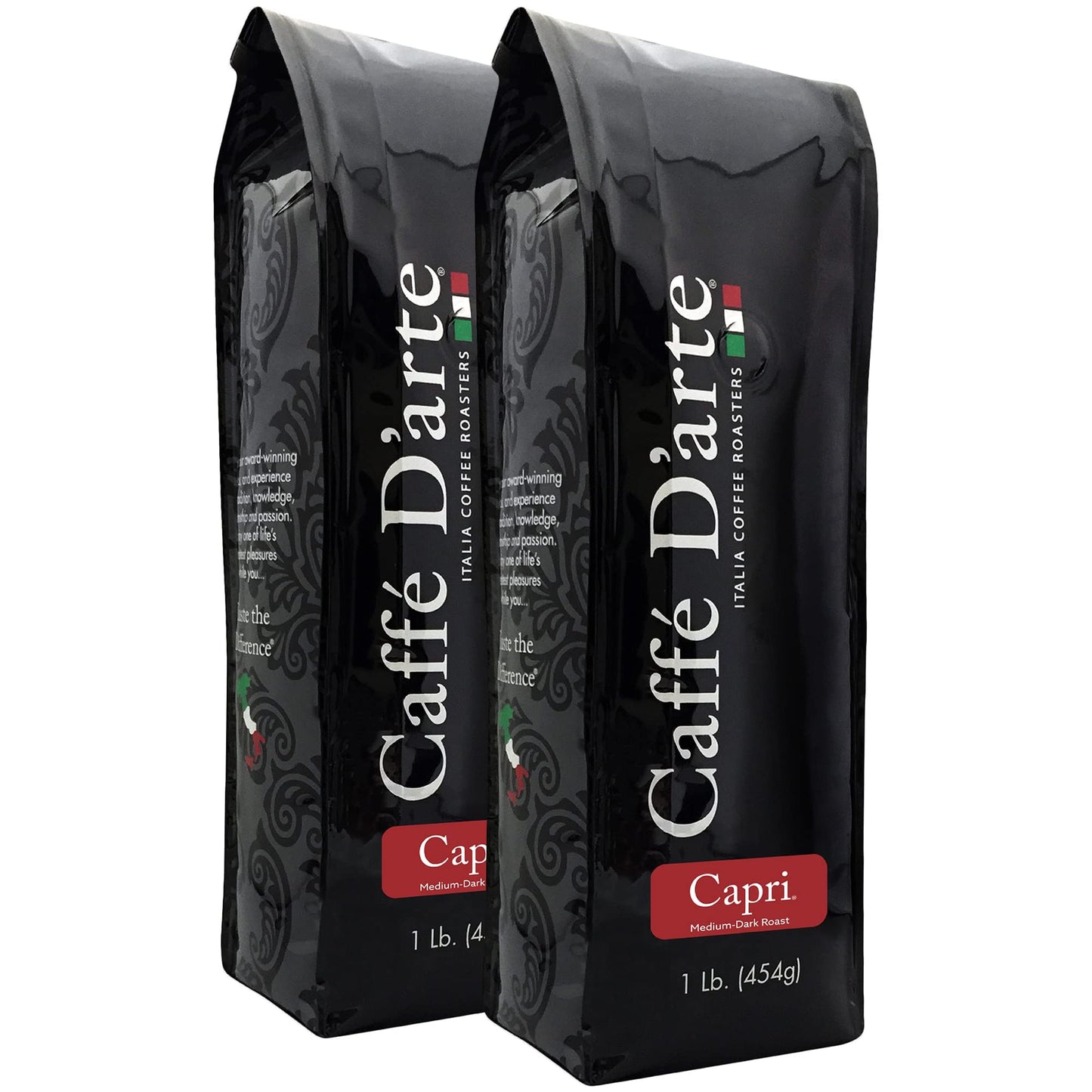 Caffe Darte Capri Whole Bean Espresso Coffee, 1 Pound, Pack Of 2