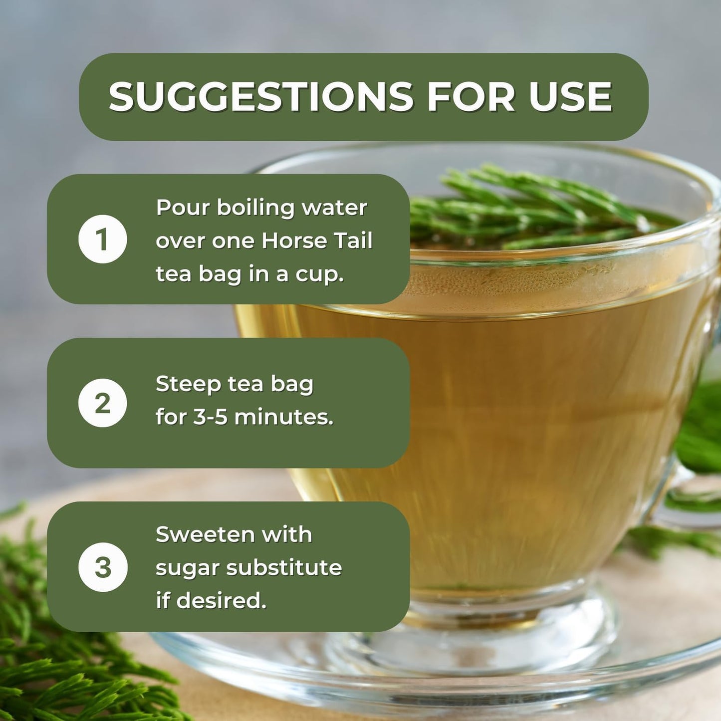 Hanan Horsetail Tea - All-Natural Horse Tail, 25 Teabags, Pack of 1