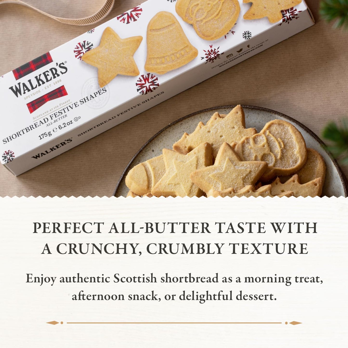 Walkers Shortbread Assorted Festive Shaped Cookies, All-Butter Shortbread Cookies, 6.2 Oz (Pack of 4)