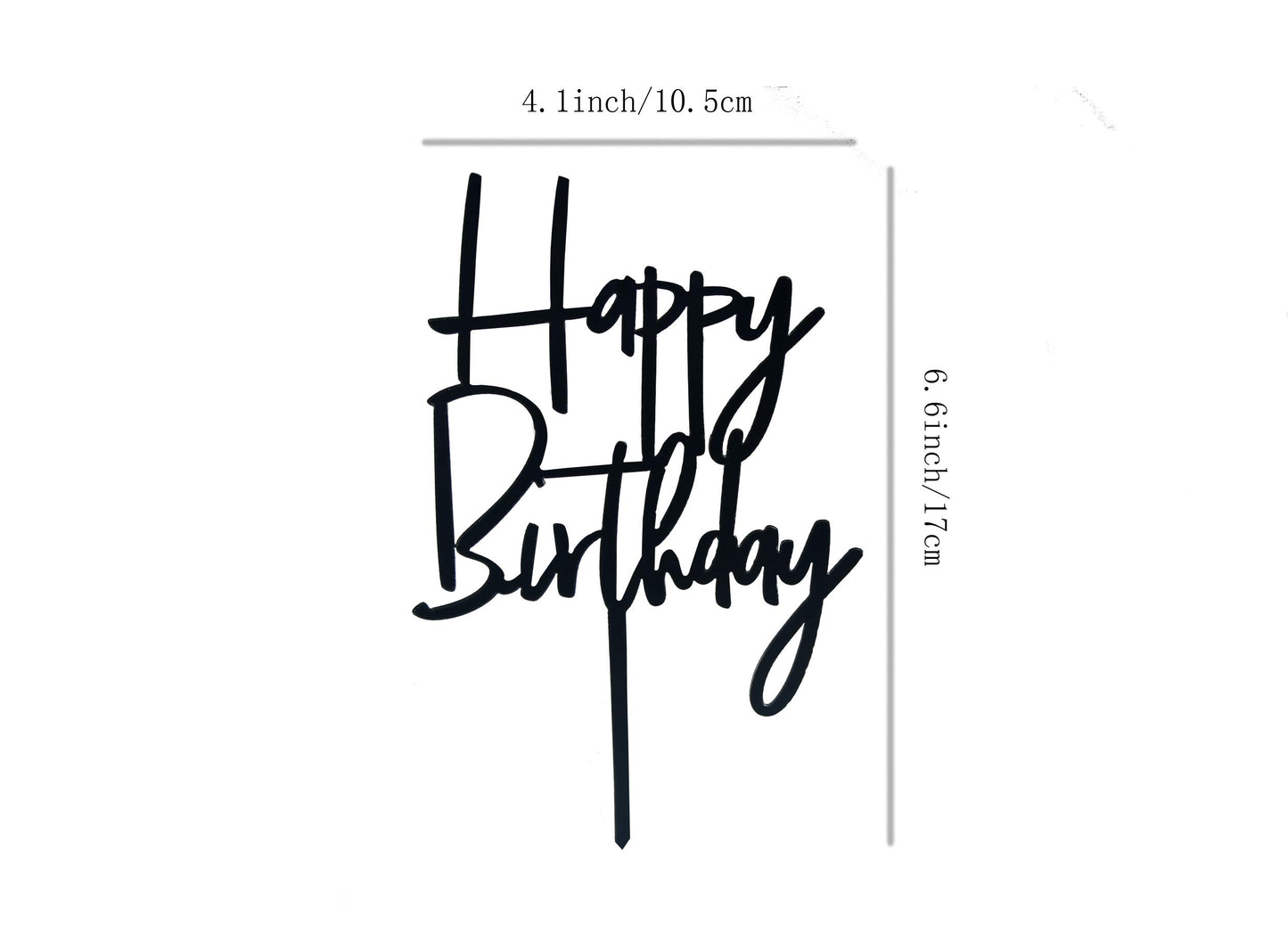 Happy Birthday Cake Topper Birthday Party - Happy Birthday Party Decoration(Black)