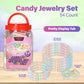Fresh Finest Candy Mix - 54-Count Bulk Jar with 18 Bracelets, 18 Necklaces, 18 Rings, Clear Packaging