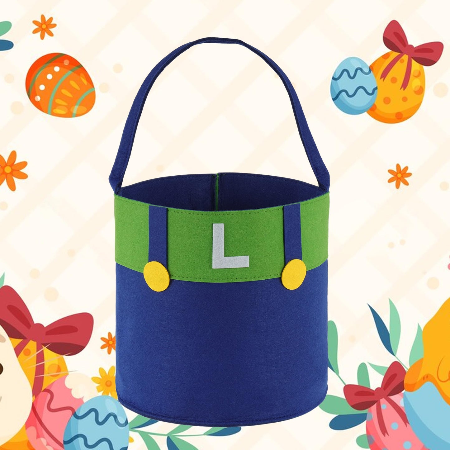 Easter Basket With Handles For Kids, Happy Easter Gift For Easter Egg Hunts Decorations Candy Gifts Storage (Ma B)
