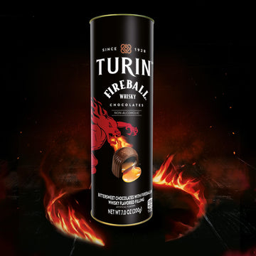 Turin Dark Chocolate Truffles with Fireball Whisky Flavor, 7oz Tube, Black