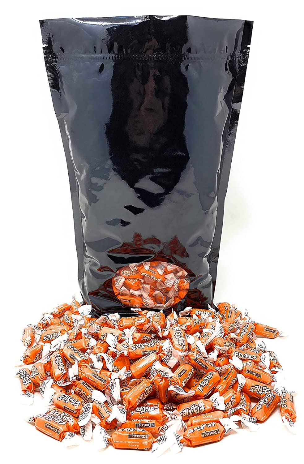 Bulk Mango Flavor Tootsie Roll Frooties Chewy Orange Color American Taffies Candy Individually Wrapped In Resealable Assortit Bag 5 Lb 735+Pcs (80-Oz) - Made In Usa