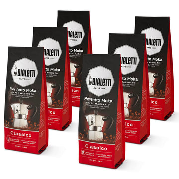 Bialetti - Perfetto Moka Classico: Medium roast ground coffee, hazelnut and dried fruit aroma, 250g x 6, bag with aroma valve