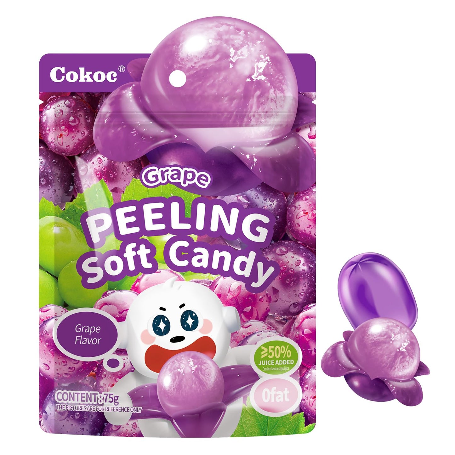 Cokoc Peelable Gummies Grape,Peeling Gummies Grape Candy,Individual Packaging 2.64Oz Bag Fruit Peelable Candy(Pack Of 3)