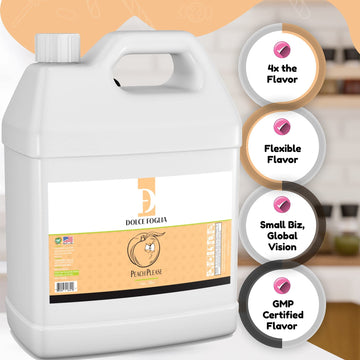 Dolce Foglia Peach Flavoring Oils - 1 Gallon Multipurpose Flavoring Oil For Candy Making, Extracts And Flavorings For Baking, Li