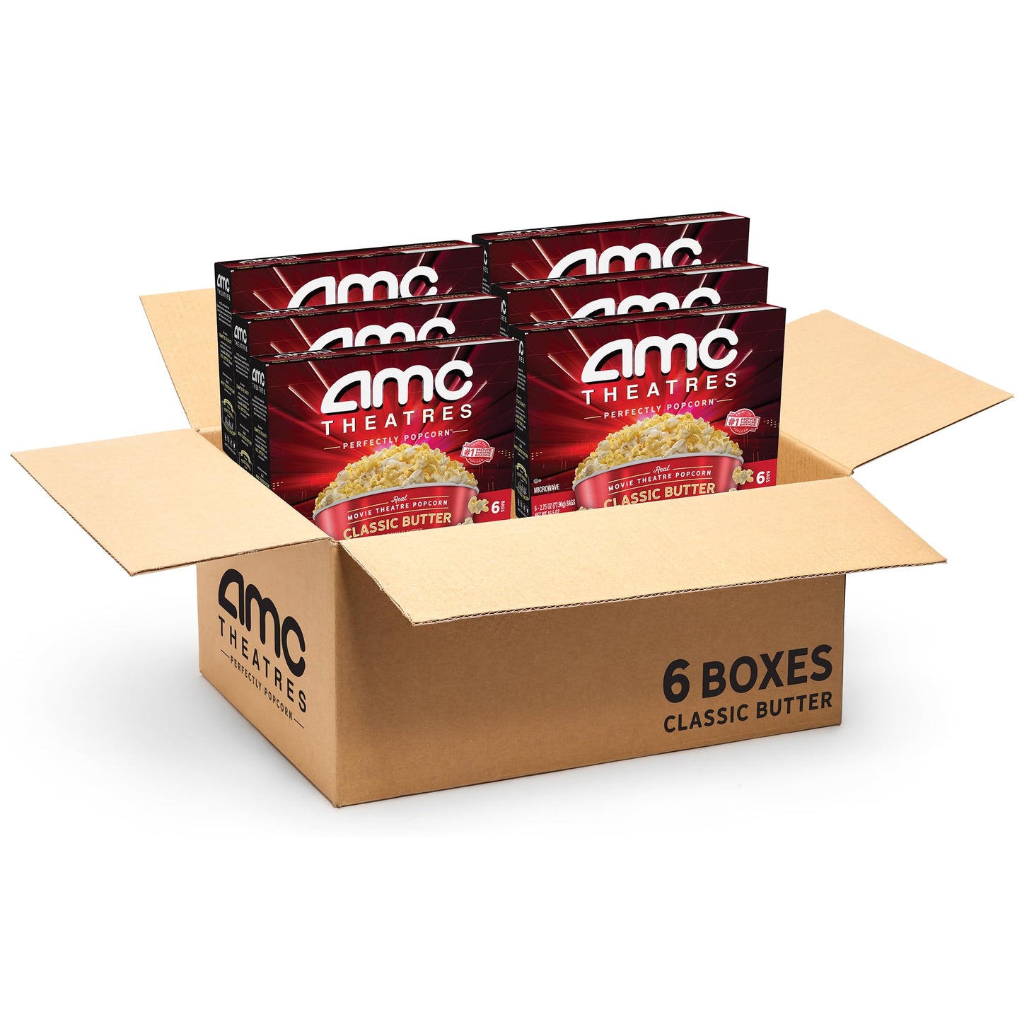 Amc Theatres Microwave Popcorn, Classic Butter, 2.75 Oz (6 Boxes, 36 Count)