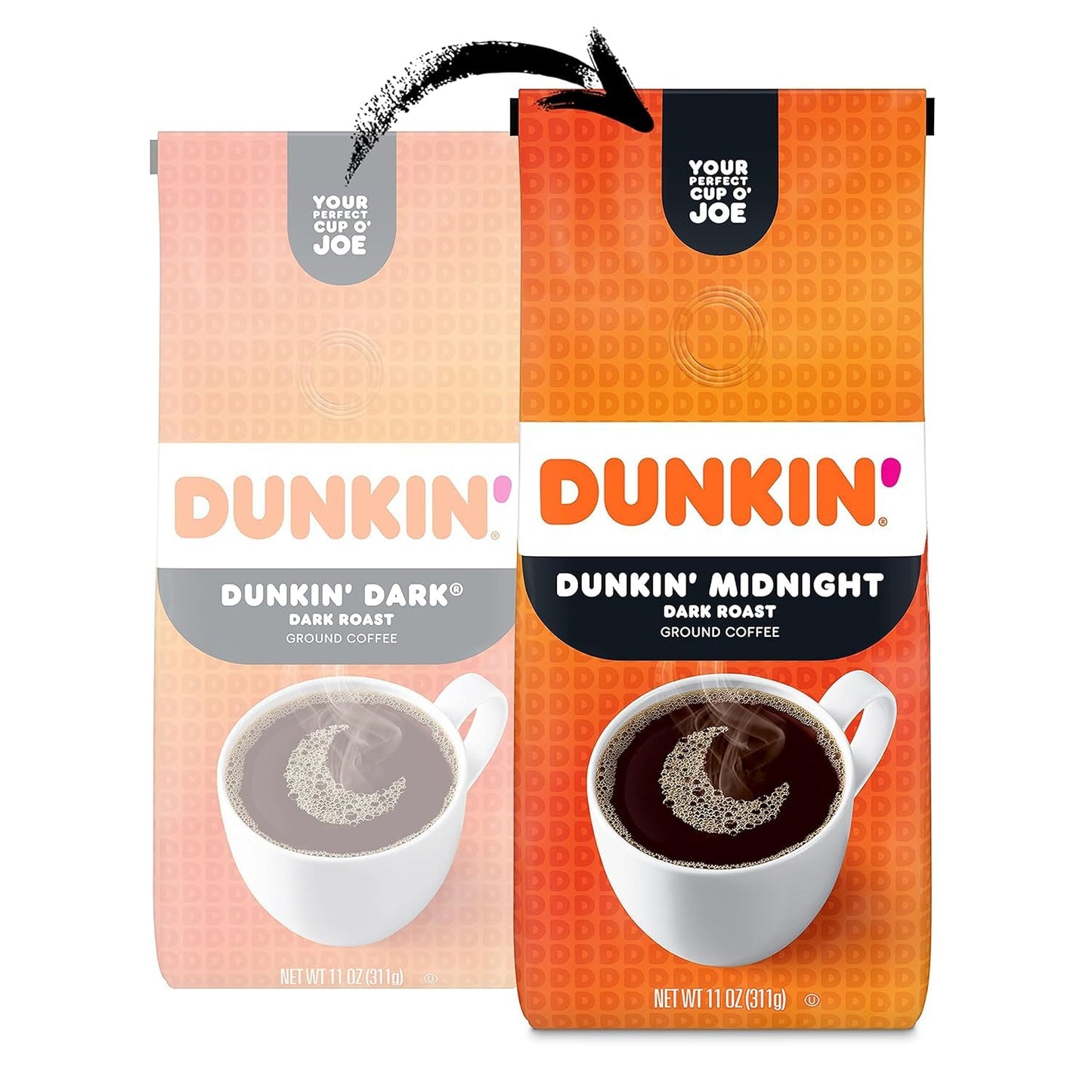 Dunkin Donuts Dark Roast Ground Coffee, 22 Ounce (Pack of 2)