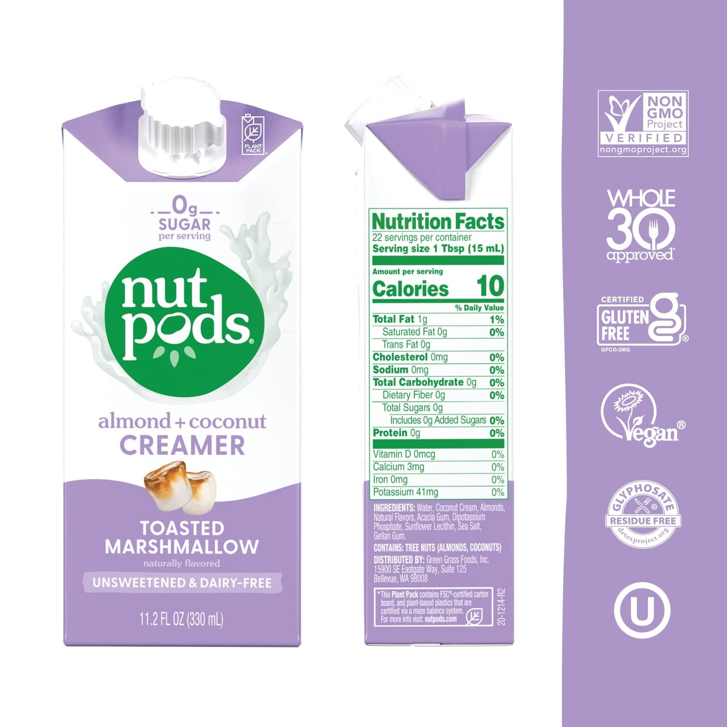 Nutpods Toasted Marshmallow Coffee Creamer - Unsweetened Non Dairy Creamer Made From Almonds And Coconuts - Keto Creamer, Whole30, Gluten Free, Non-Gmo, Vegan, Sugar Free, Kosher (3-Pack)