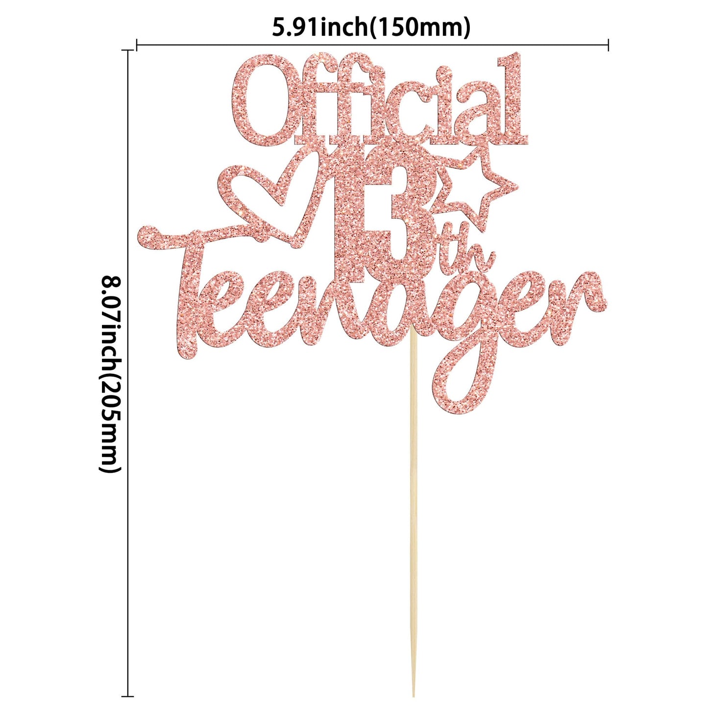 Gyufise Rose Gold Glitter Officially A Teenager 13 Cake Topper 13Th Birthday Cake Decorations 13Th Birthday Party Decorations Fo