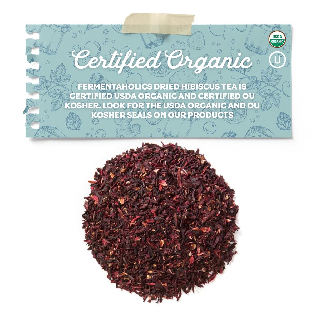 Fermentaholics Organic Dried Hibiscus Flowers - 4oz Pack for Kombucha Brewing